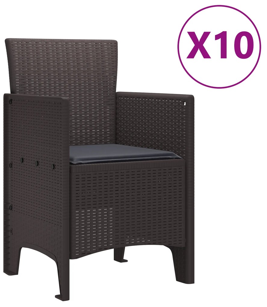 vidaXL σετ κηπουρικών επίπλων 11 τεμαχίων με μαξιλάρια Καφέ Πολυράταν