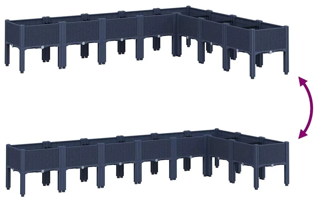 vidaXL Ζαρντινιέρα Κήπου με Πόδια Μπλε Γκρι 200x160x42 εκ. Πολυπροπυλένιο