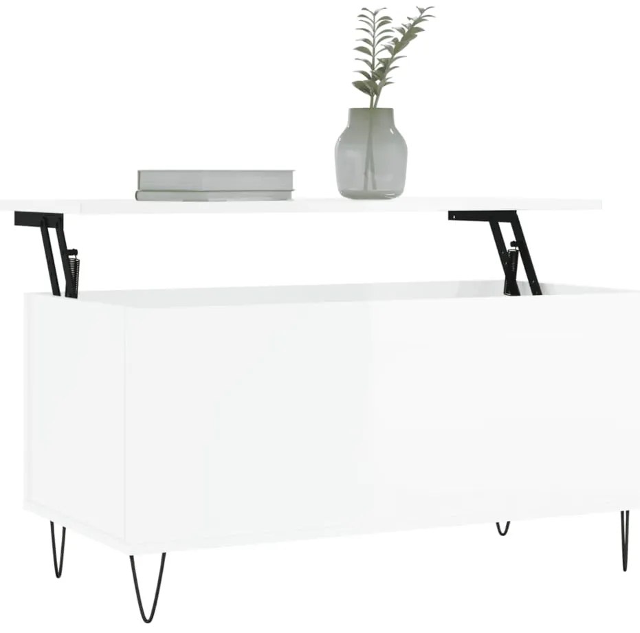 vidaXL Τραπεζάκι Σαλονιού Γυαλ. Λευκό 90x44,5x45 εκ. Επεξεργ. Ξύλο