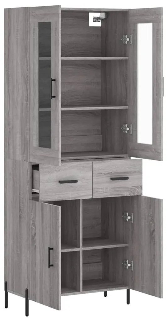 vidaXL Ντουλάπι Γκρι Sonoma 69,5 x 34 x 180 εκ. Επεξεργασμένο Ξύλο
