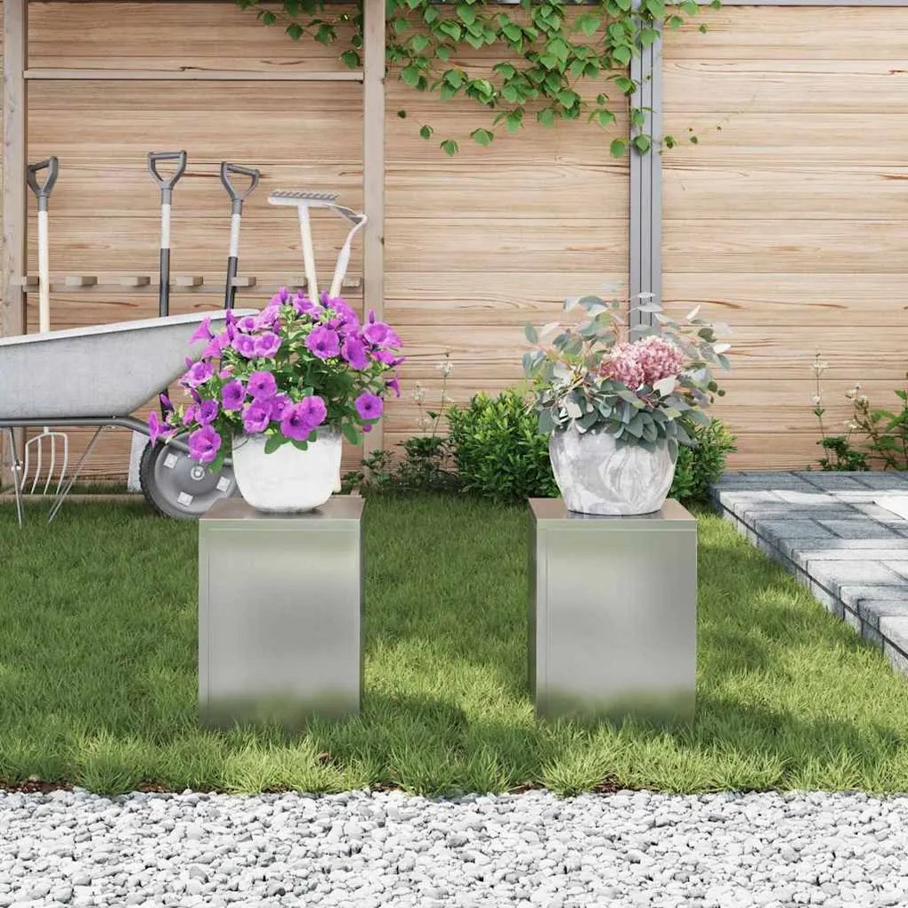 vidaXL Στήριξη φυτών 2 pcs Ασημί 24 x 24 x 35 εκ.