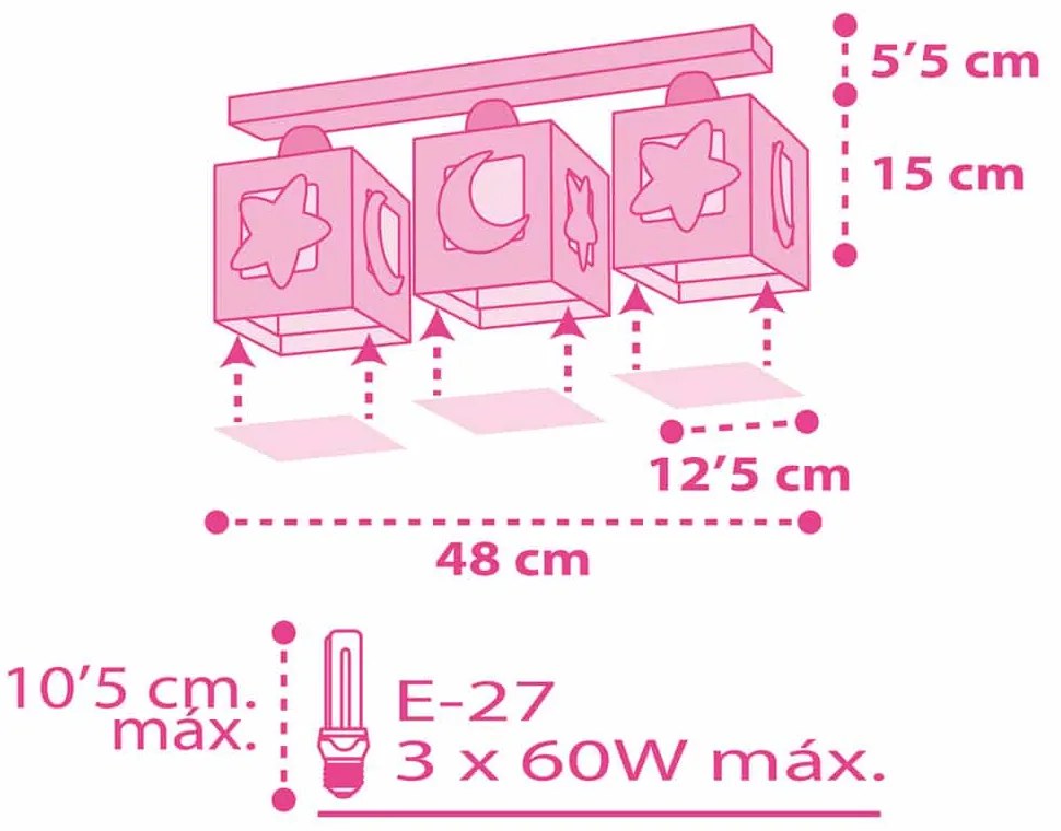 MoonLight Pink τρίφωτο οροφής ράγας (63233N[S]) - 63233NS - 63233NS