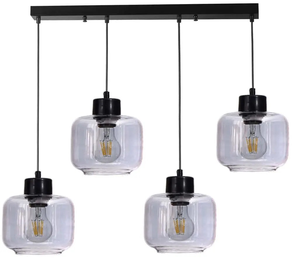 Φωτιστικό Οροφής - Ράγα 534LUN6150 65x15x80cm 4xE27 40W Fume-Black Opviq