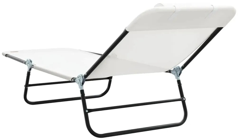 vidaXL Πτυσσόμενη ξαπλώστρα Κρεμ 182 x 55 x 85.5 εκ. Textilene