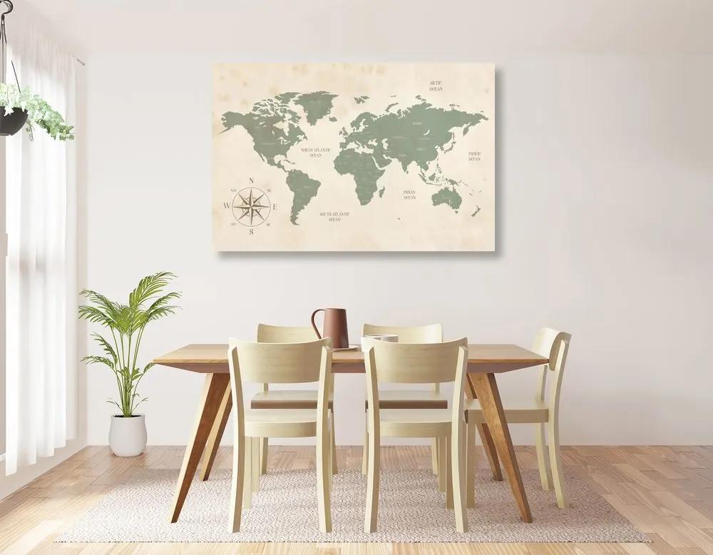 Εικόνα στο φελλό ενός αξιοπρεπούς παγκόσμιου χάρτη - 120x80  color mix