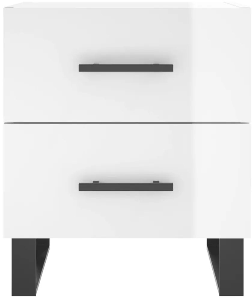 vidaXL Κομοδίνα 2 τεμ. Γυαλ. Λευκό 40x35x47,5 εκ. Επεξεργασμένο Ξύλο