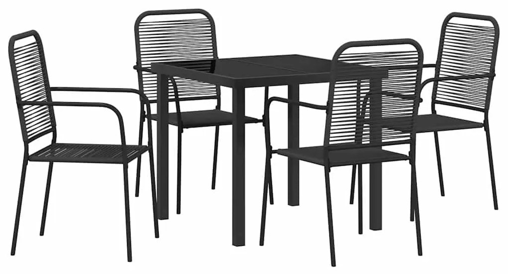 vidaXL Σέτ φαγητού για κήπο 5 pcs Μαύρο