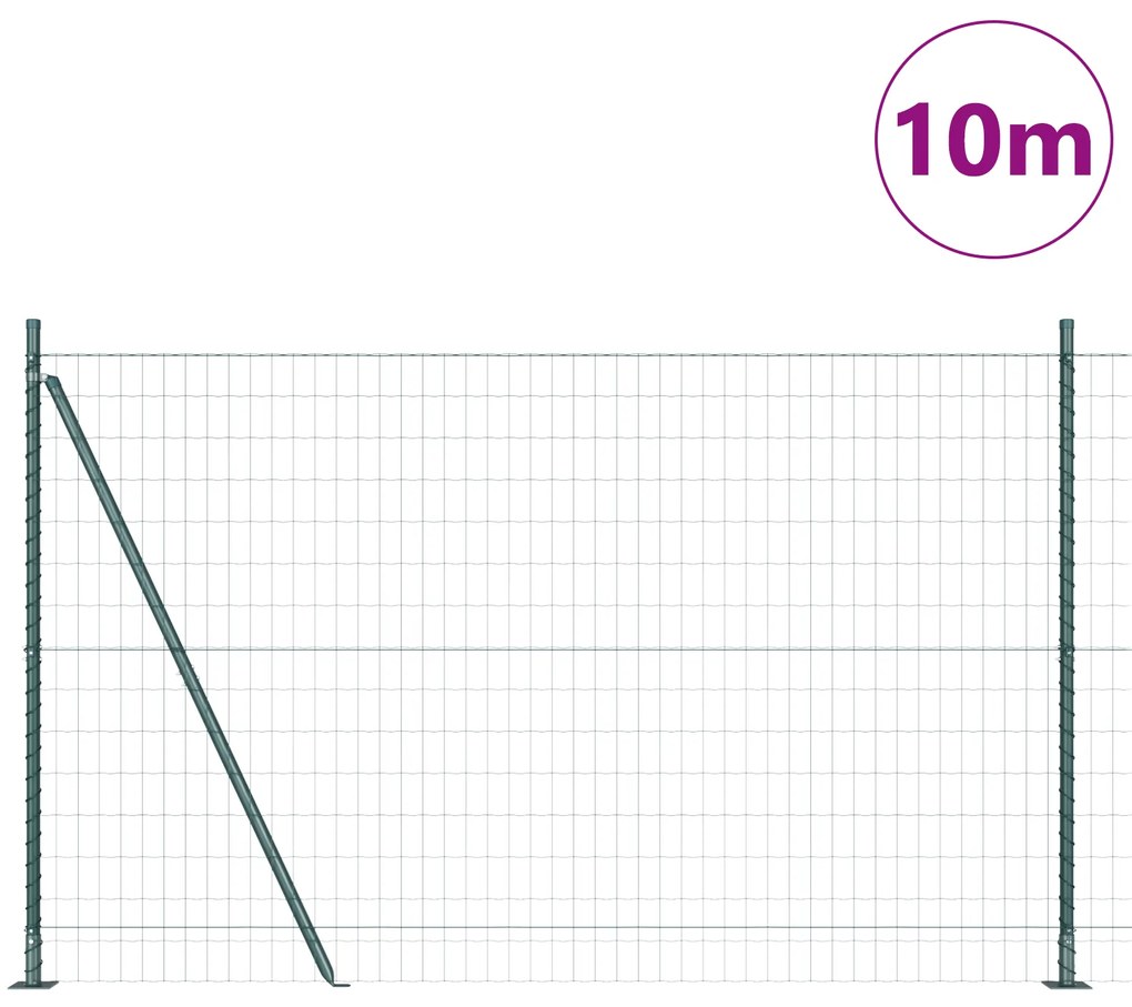 vidaXL Euro Fence με 7 ανυψωμένα πόδια 1.5x10 μ Γαλβανισμένος χάλυβας