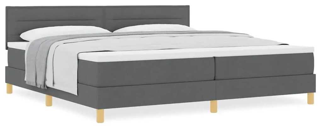vidaXL Κρεβάτι box spring με στρώμα Σκούρο γκρι 200 x 200 cm ύφασμα