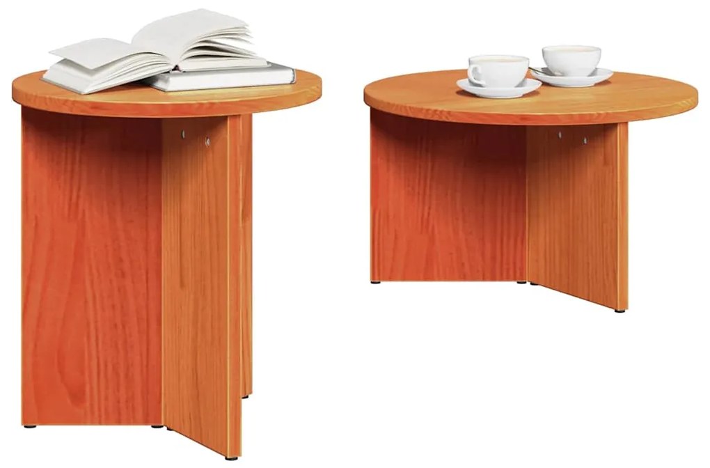 vidaXL Τραπεζάκι σαλονιού 2 pcs Κερωτό καφέ Μασίφ ξύλο πεύκου