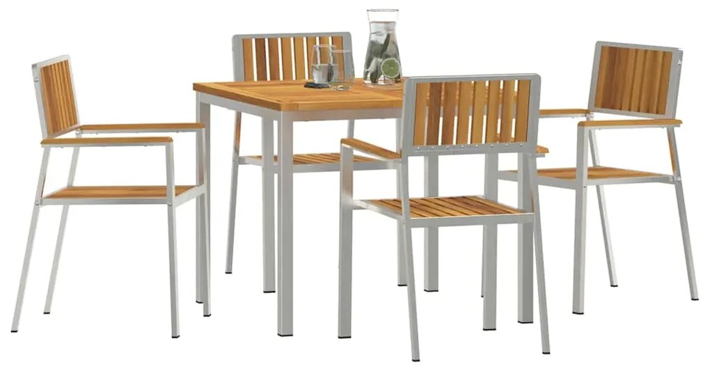 vidaXL Σέτ φαγητού για κήπο 5 pcs Καφέ Μασίφ ξύλο ακακίας
