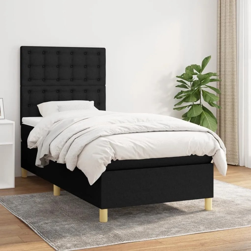 ΚΡΕΒΑΤΙ BOXSPRING ΜΕ ΣΤΡΩΜΑ ΜΑΥΡΟ 80 X 200 ΕΚ. ΥΦΑΣΜΑΤΙΝΟ 3142611