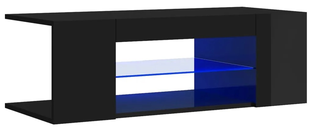 vidaXL Έπιπλο Τηλεόρασης με LED Γυαλιστερό Μαύρο 90x39x30 εκ.