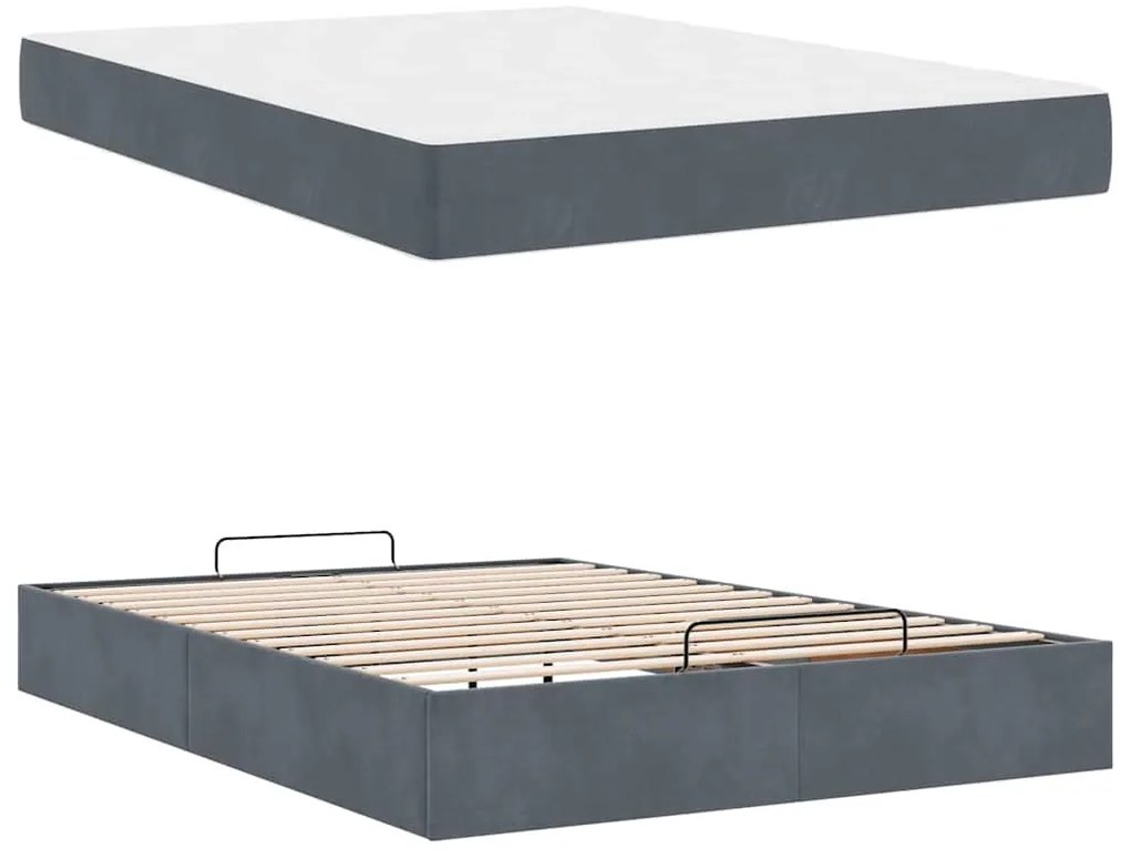 vidaXL Σκελετός Κρεβατιού Άλλο Σκούρο γκρι 160 x 200 cm Βελούδο