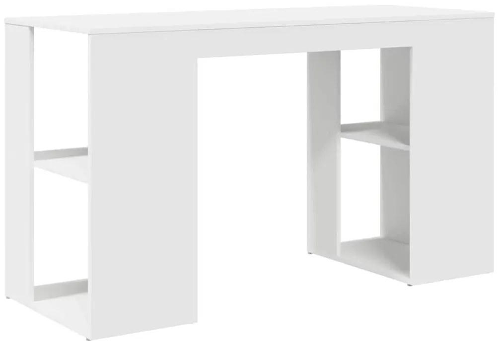 vidaXL Γραφείο με Αποθήκευση με ράφι Λευκό 130 x 50.5 x 75 εκ