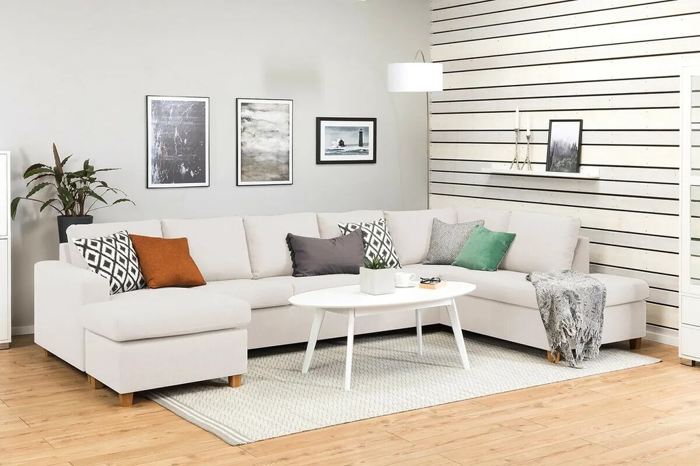 Γωνιακός Καναπές Scandinavian Choice C161, Ανοιχτό καφέ, 344x199x80cm