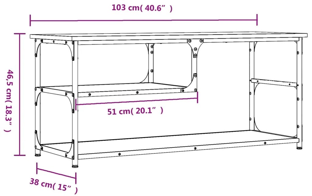 ΈΠΙΠΛΟ ΤΗΛΕΟΡΑΣΗΣ ΚΑΦΕ ΔΡΥΣ 103X38X46,5 ΕΚ ΕΠΕΞ. ΞΥΛΟ &amp; ΑΤΣΑΛΙ 831827