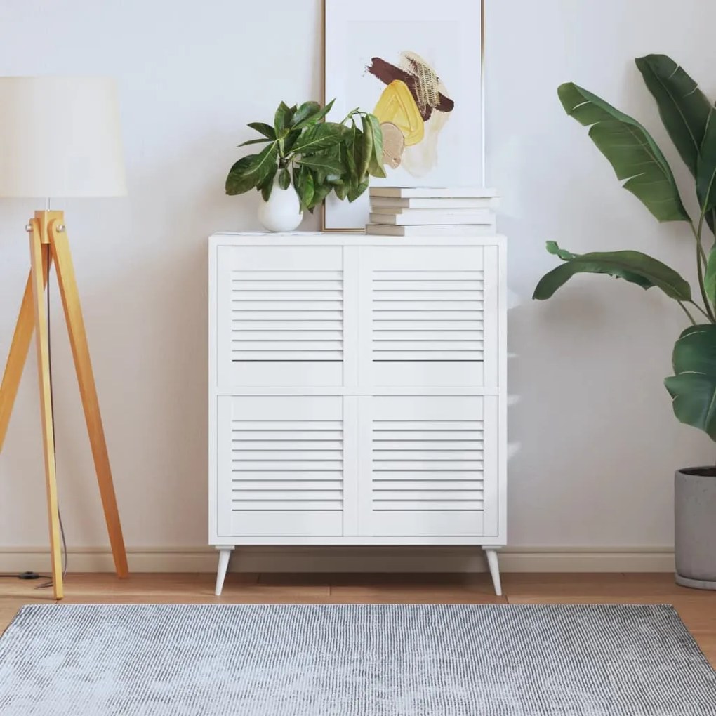 vidaXL Πορτάκια με Περσίδες 4 τεμ Λευκά 39,5x39,4 εκ Μασίφ Ξύλο Πεύκου