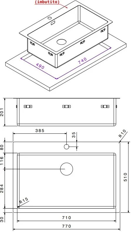 Νεροχύτης Apell Linear plus Inox Λείο