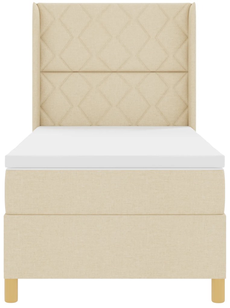 vidaXL Κρεβάτι Box Spring με Στρώμα σε Κρέμ - 90x200 cm Ύφασμα
