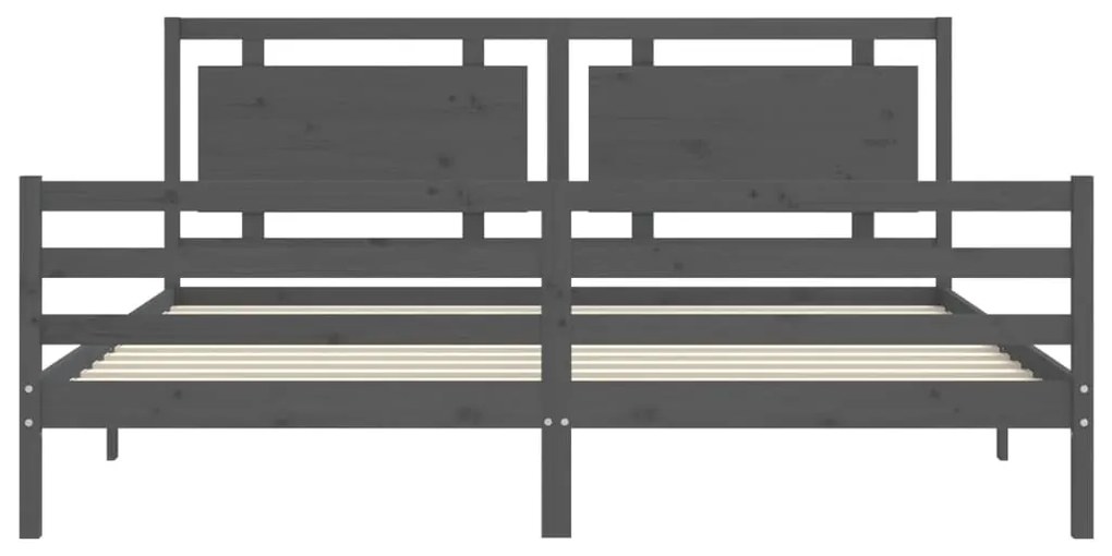 vidaXL Πλαίσιο Κρεβατιού με Κεφαλάρι Γκρι 200x200 εκ. Μασίφ Ξύλο