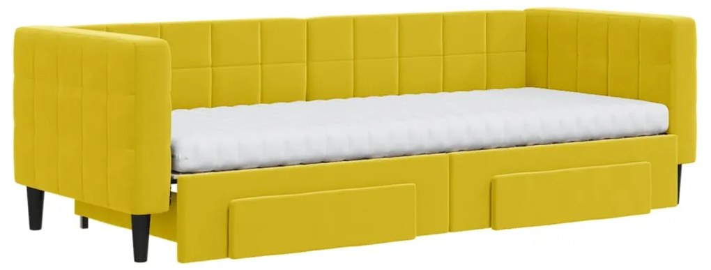 vidaXL Καναπές Κρεβάτι Συρόμενος Κίτρινο 80x200εκ. Βελούδινος Συρτάρια