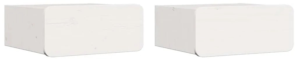 vidaXL Κομοδίνο 2 pcs Λευκό 39 x 34 x 16.5 εκ. Μασίφ ξύλο πεύκου