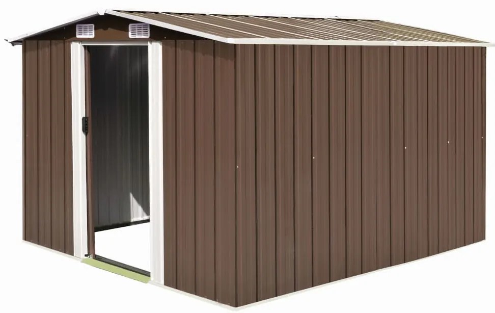 vidaXL Αποθήκη Κήπου Καφέ 257 x 298 x 178 εκ. από Μέταλλο