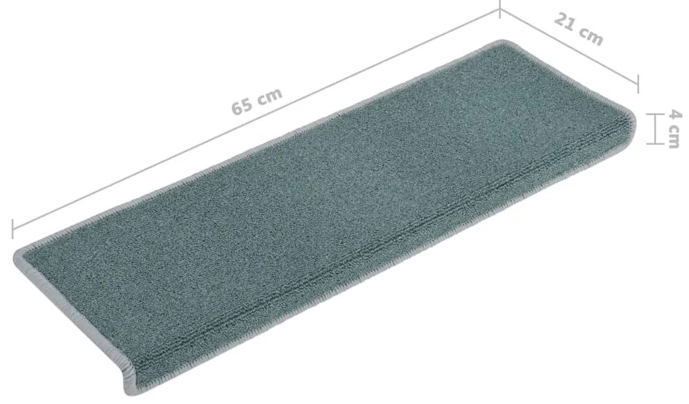 vidaXL Πατάκια Σκαλοπάτια 15 τεμ. 65x21x4 εκ. Θαλασσί με Ορθογώνια Άκρη