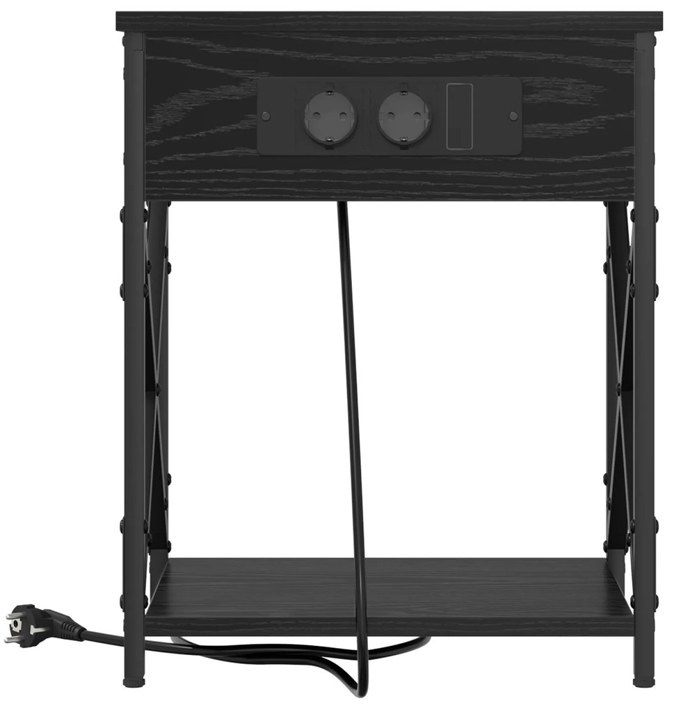 vidaXL Κομοδίνο Μαύρη δρυς 41 x 31 x 51 εκ. Επεξεργασμένο ξύλο