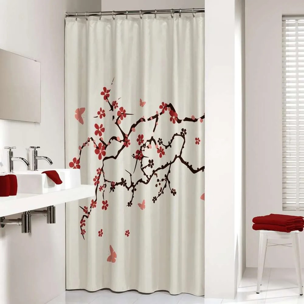 Blossom 180x200 red κουρτίνα μπάνιου υφασμάτινη Sealskin