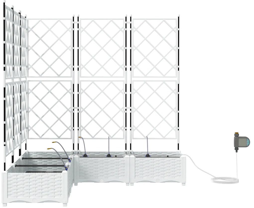 vidaXL Γλάστρες Κήπου 1 τεμ Καφασωτό Λευκό 120 x 120 x 126 cm Πλαστικό
