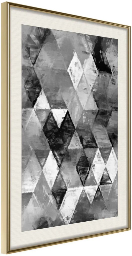 Αφίσα - Abstract Diamonds - 20x30 - Χρυσό - Με πασπαρτού