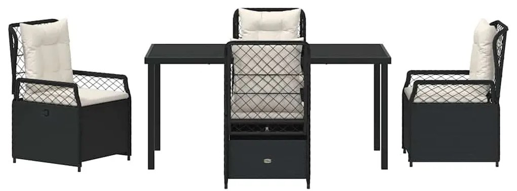 vidaXL Σέτ φαγητού για κήπο 5 pcs Μαύρο συνθετικό ρατάν