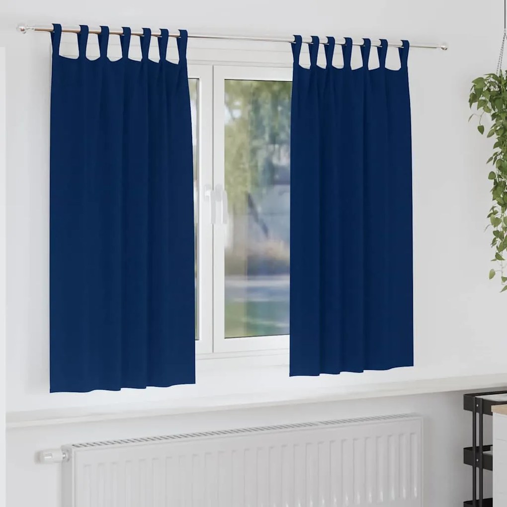 vidaXL Κουρτίνες με κουρτίνες 2 pcs Σκούρο Μπλε Πολυεστέρας