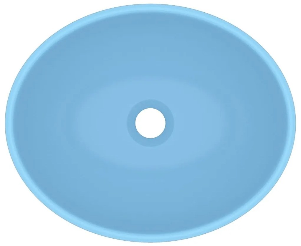 Νιπτήρας Πολυτελής Οβάλ Γαλάζιο Ματ 40 x 33 εκ. Κεραμικός - Μπλε
