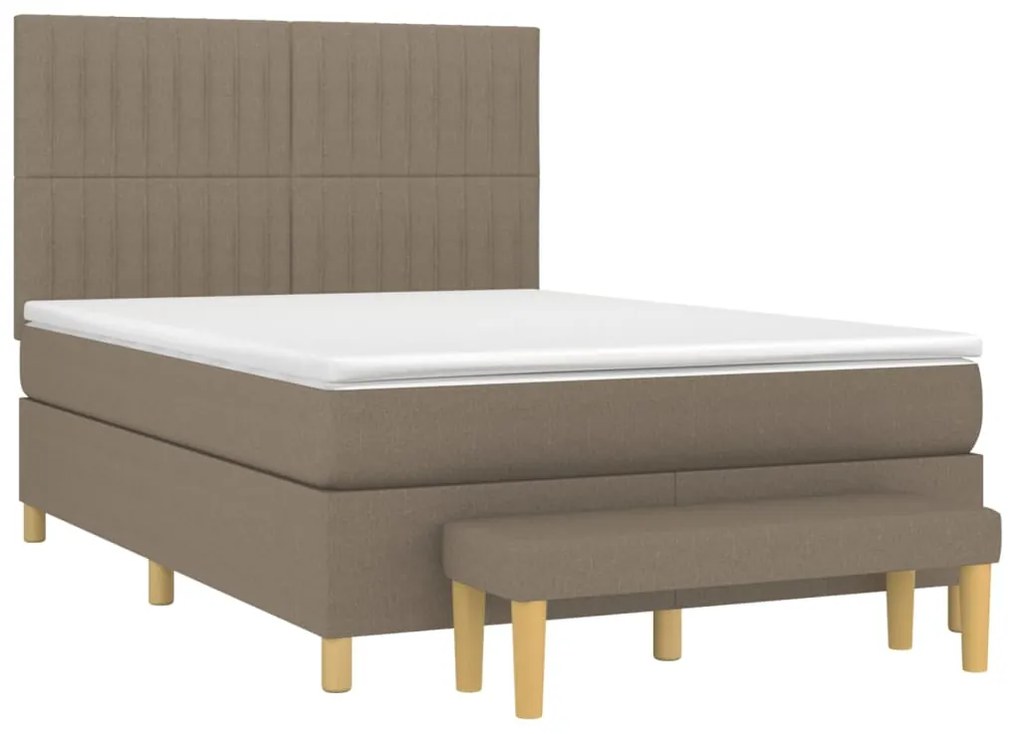 Κρεβάτι Boxspring με Στρώμα Taupe 140x200 εκ. Υφασμάτινο - Μπεζ-Γκρι