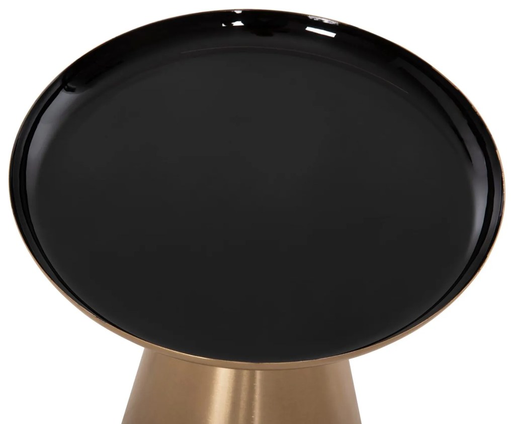 Τραπεζάκια σαλονιού OLUF Σετ 2 τμχ Μέταλλο Εμαγιέ - Gloss Χρυσό Μαύρο Φ50 &amp; Φ41εκ.