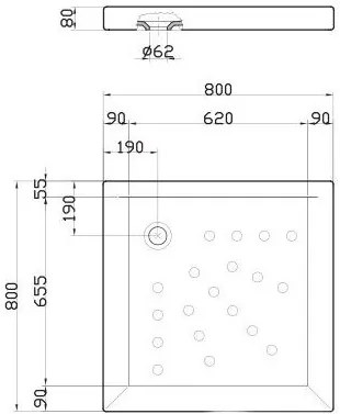 Ντουζιέρα SANITANA Anabela τετράγωνη-80 x 80 εκ.