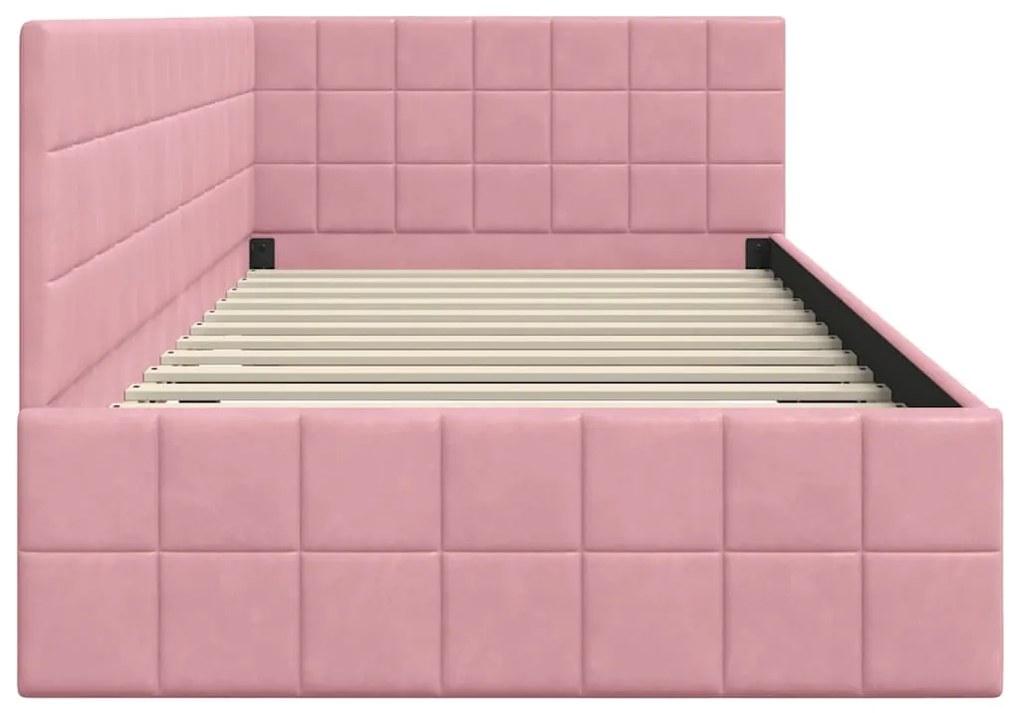 vidaXL Κρεβάτι Γωνίας με κεφαλάρι Ροζ 90 x 200 cm Βελούδο