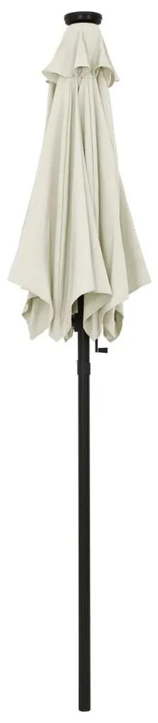 Ομπρέλα με LED Χρώμα Άμμου 200 x 211 εκ. Αλουμινίου - Γκρι