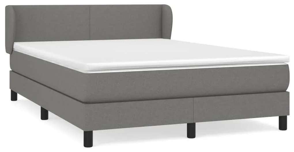 Κρεβάτι Boxspring με Στρώμα Σκούρο Γκρι 140x200 εκ Υφασμάτινο - Γκρι