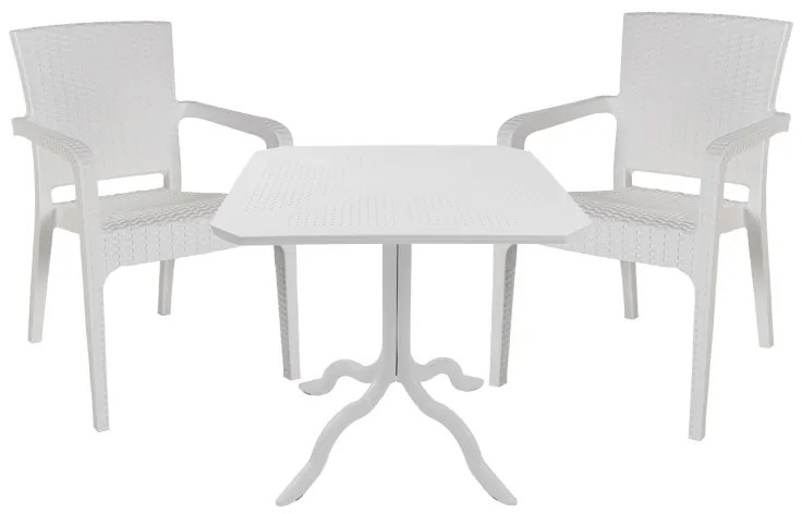 Τραπεζαρία Icon-Halcyon pakoworld σετ 3τεμ PP σε λευκή απόχρωση