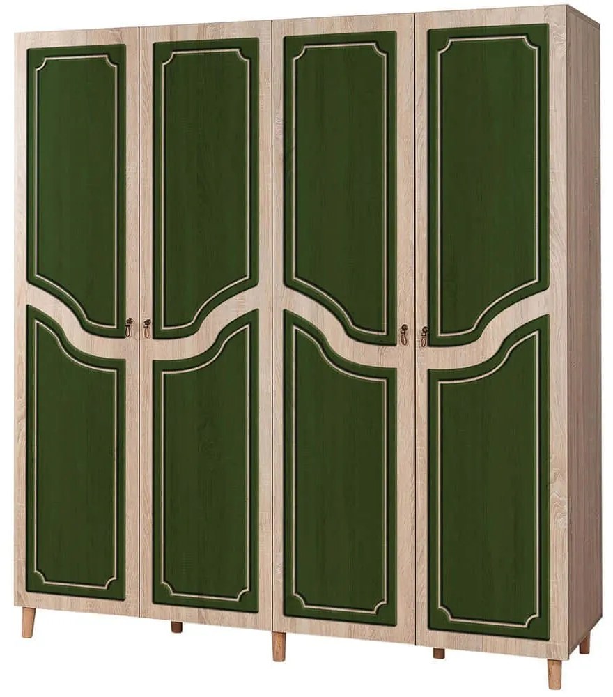 Ντουλάπα Τετράφυλλη Imaj 863SPH4229 180x52x192cm Oak-Green Four Door