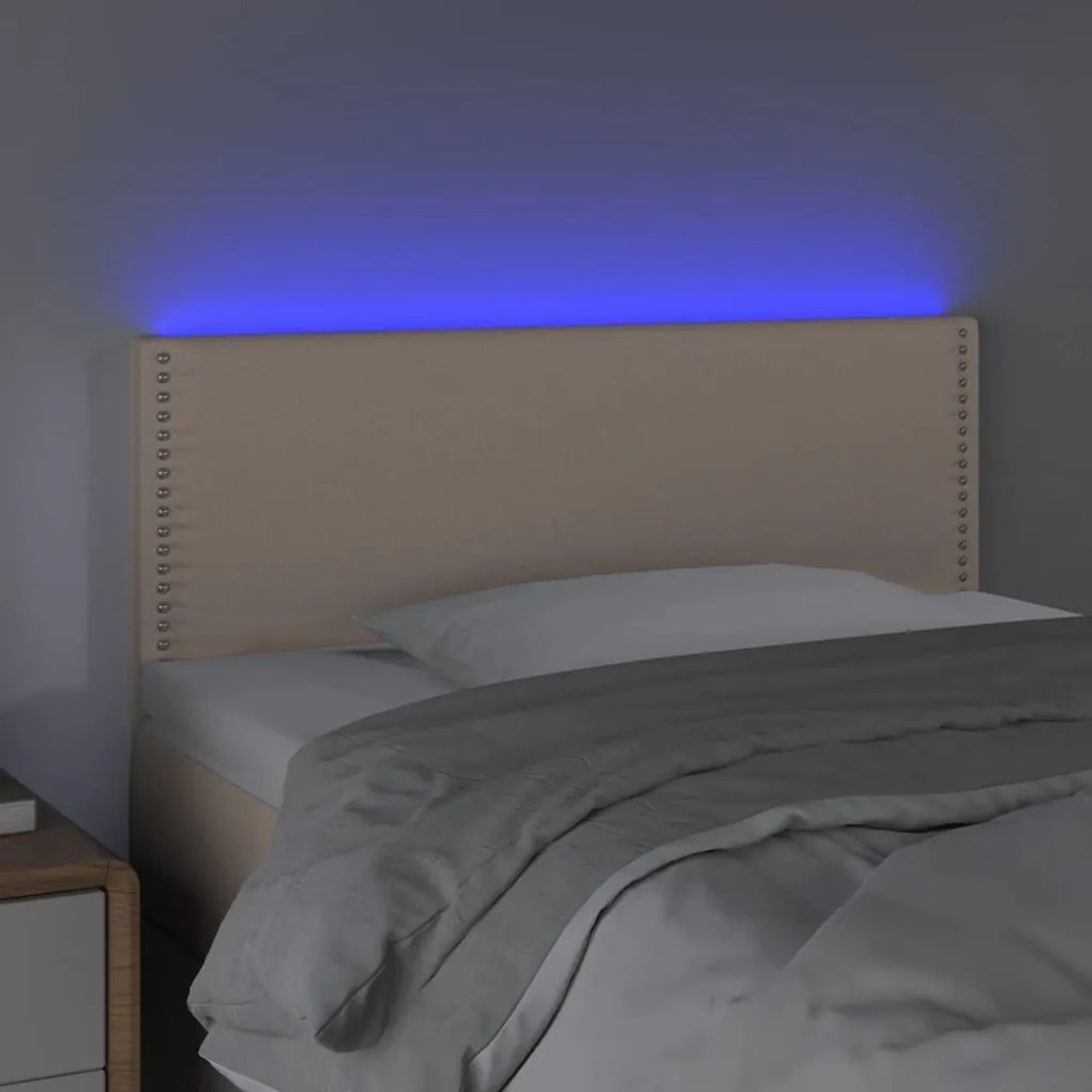 Κεφαλάρι Κρεβατιού LED Καπουτσίνο 90x5x78/88 εκ. Συνθετ. Δέρμα - Καφέ