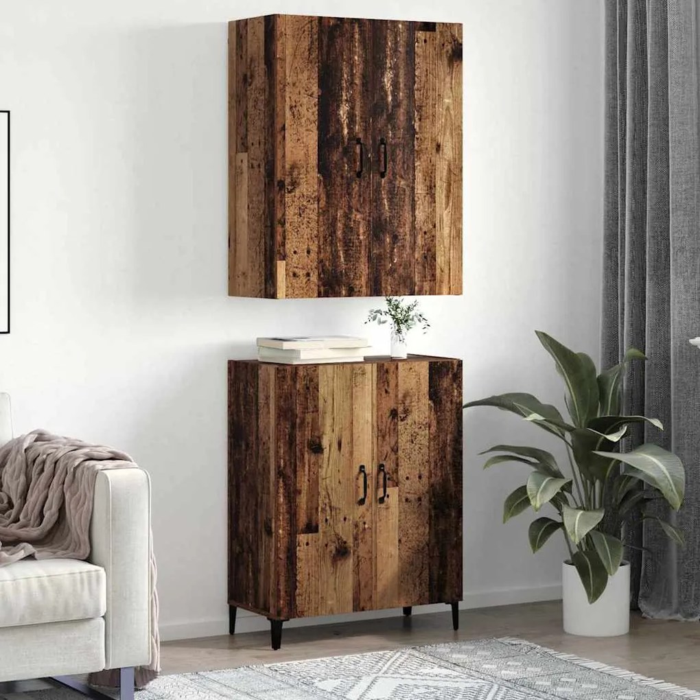 vidaXL Highboard 2 pcs Παλαιό ξύλο 69.5 x 34 x 180 εκ.