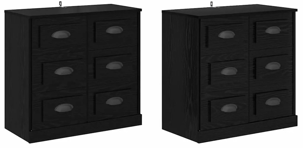 vidaXL Παραδοσιακά Πλευρικά Έπιπλα με συρτάρι 2 pcs Μαύρη Οξυά