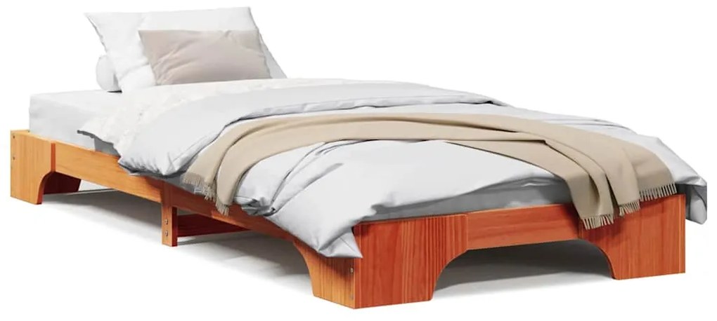 vidaXL Σκελετός Κρεβατιού Κερωτό καφέ 90 x 200 cm Στερεά ξυλεία πεύκου