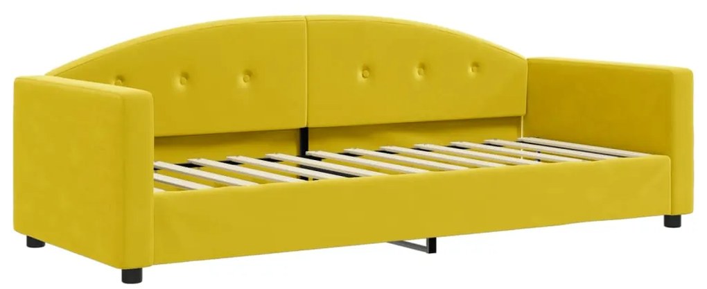 vidaXL Καναπές Κρεβάτι Συρόμενος Κίτρινο 80x200εκ. Βελούδινος Στρώματα