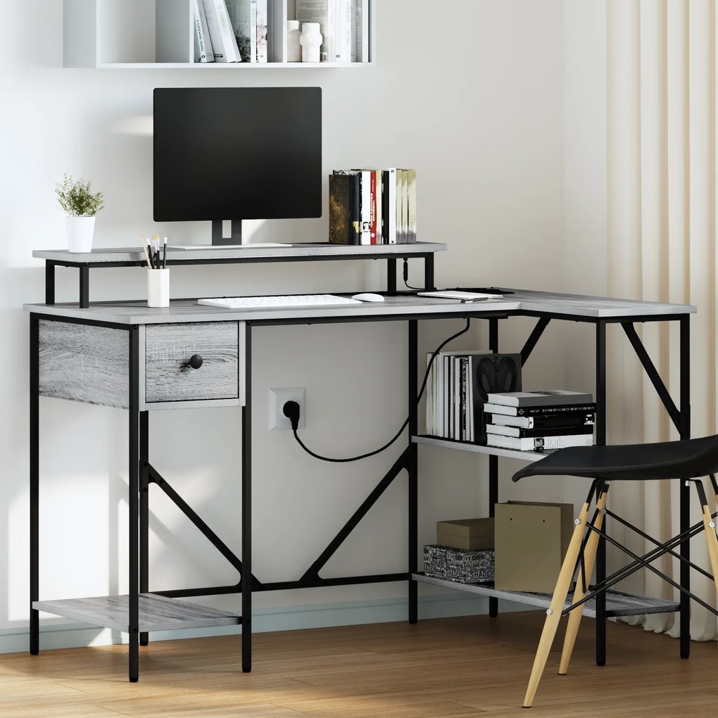 vidaXL Γραφείο Γκρι sonoma 120 x 79 x 86.5 εκ. Επεξεργασμένο ξύλο